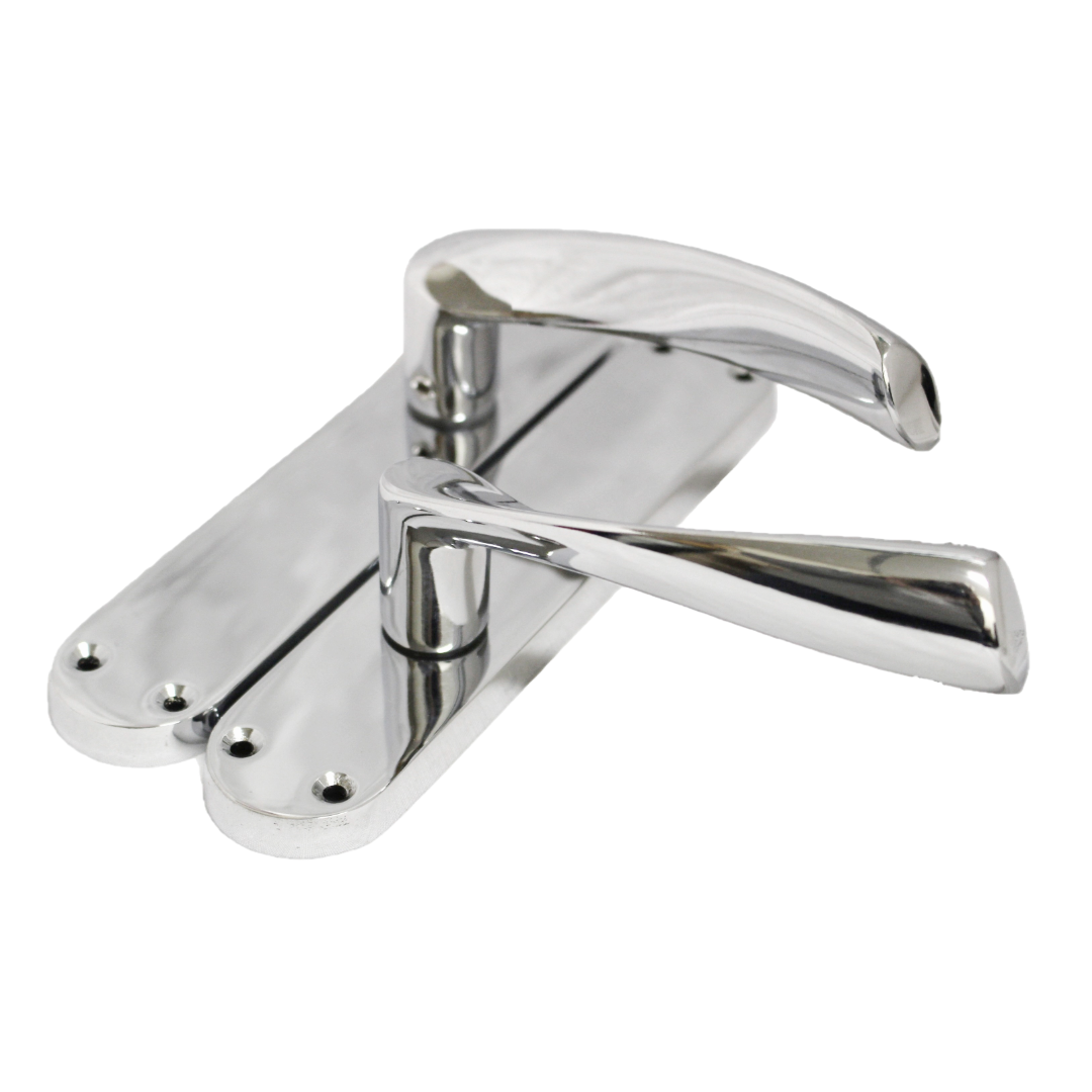 Monja Astrid Door Handles Arched Lever Polished Chrome Latch Hinges Pack