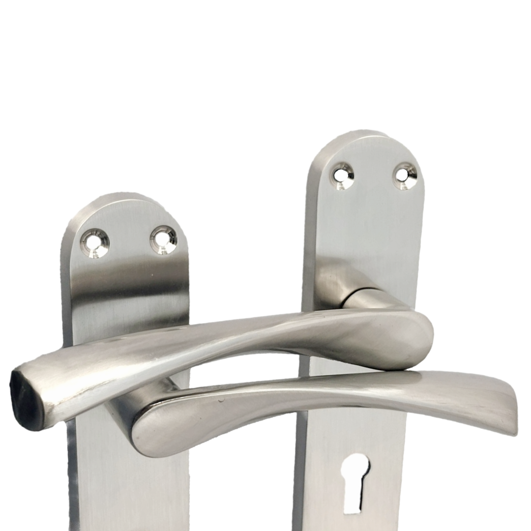 Monja Astrid Door Handles Arched Lever Satin Key Lock