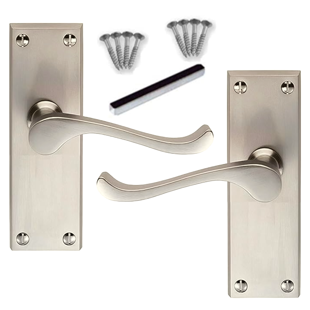 MULTIPACK Door Handles Scroll Lever Internal Latch - Satin 1/4/6 Pairs