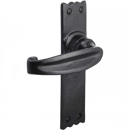 Iron Door Handles Black 158 x 38mm Antique Vintage Cottage Lever Lock Euro Bath Handle