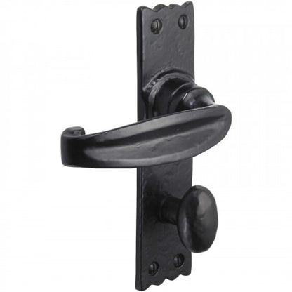 Iron Door Handles Black 158 x 38mm Antique Vintage Cottage Lever Lock Euro Bath Handle