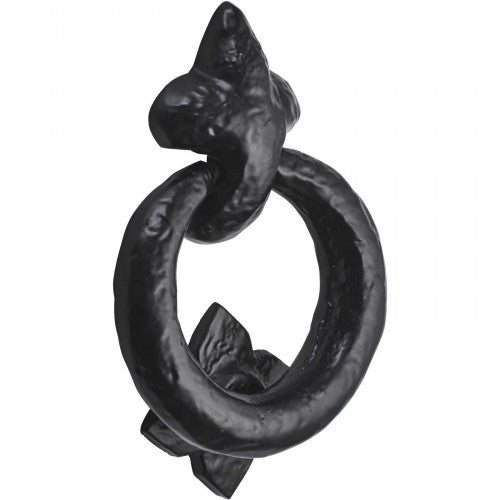 Ring Door Knocker 95mm Black Cast Iron Antique Traditional Front Cottage Knock