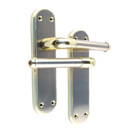 Marina Door Handle Two Tone Latch Lever - Brass and Satin