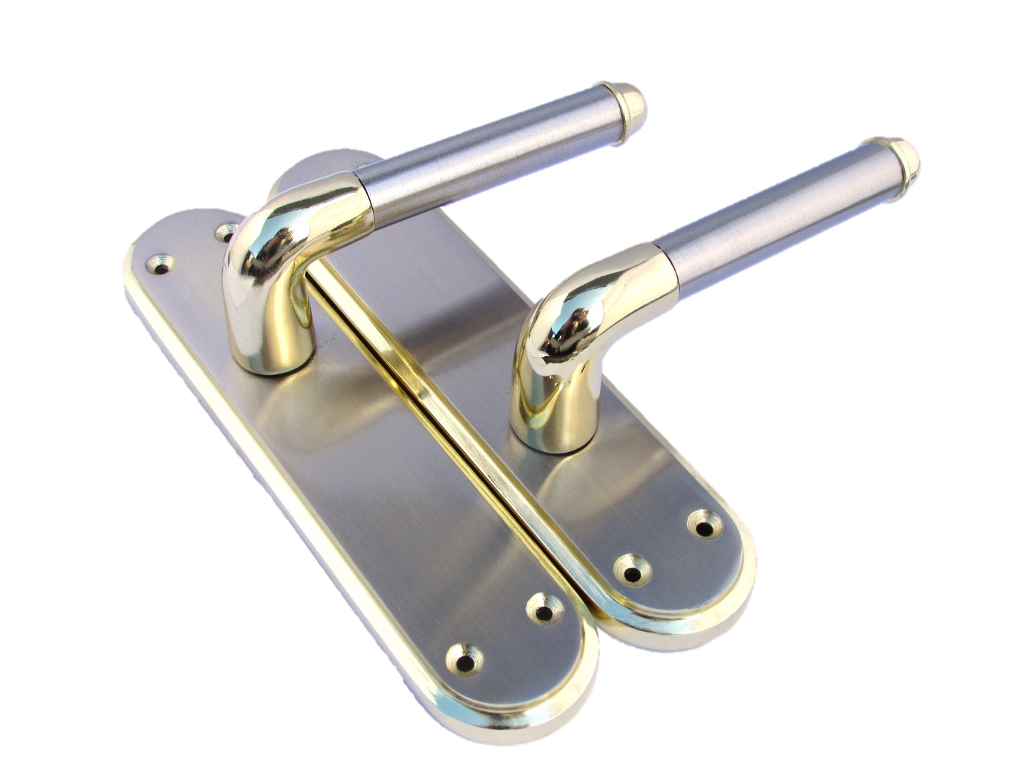 Marina Door Handle Two Tone Latch Lever - Brass and Satin