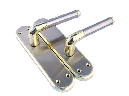 Marina Door Handle Two Tone Latch Lever - Brass and Satin