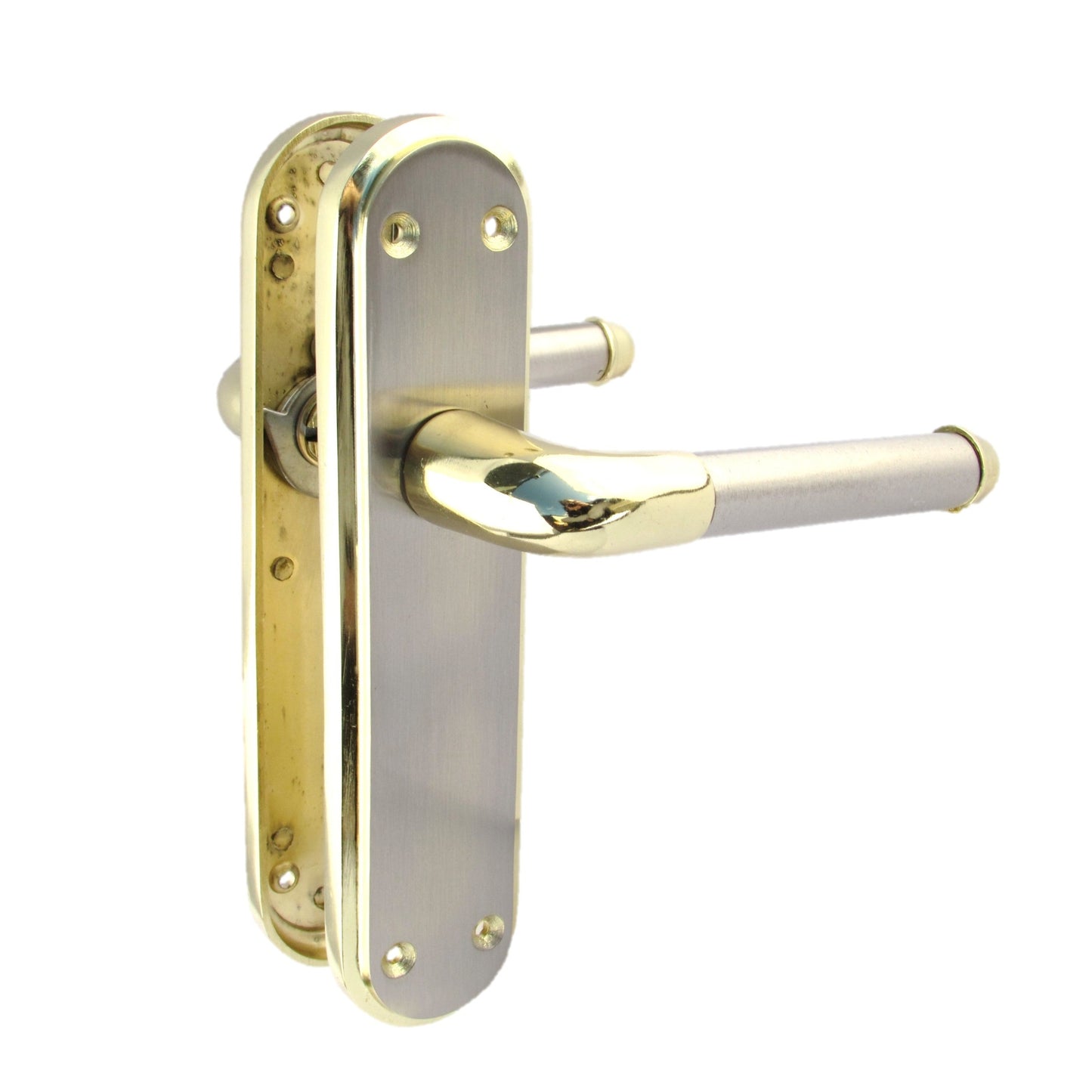 Marina Door Handle Two Tone Latch Lever - Brass and Satin