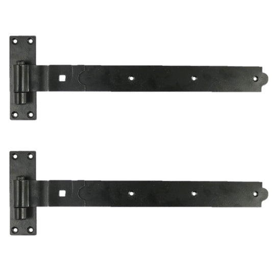 Hook and Band Gate & Garage Hinges 18" Cranked Hinge - 450mm - Black - PAIR