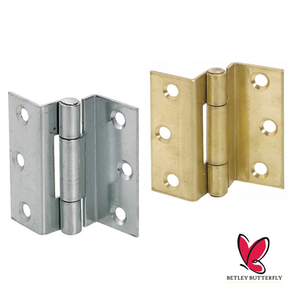 STORMPROOF 63mm Cranked Hinges - Zinc Plated Brass Timber Window Caravan Shut