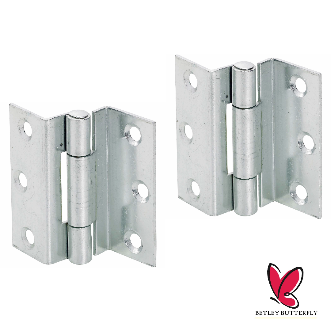 STORMPROOF 63mm Cranked Hinges - Zinc Plated Brass Timber Window Caravan Shut