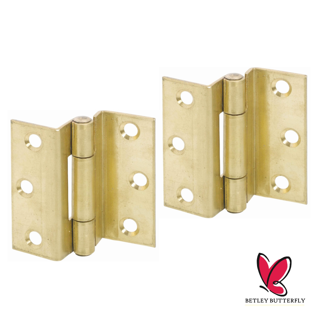 STORMPROOF 63mm Cranked Hinges - Zinc Plated Brass Timber Window Caravan Shut