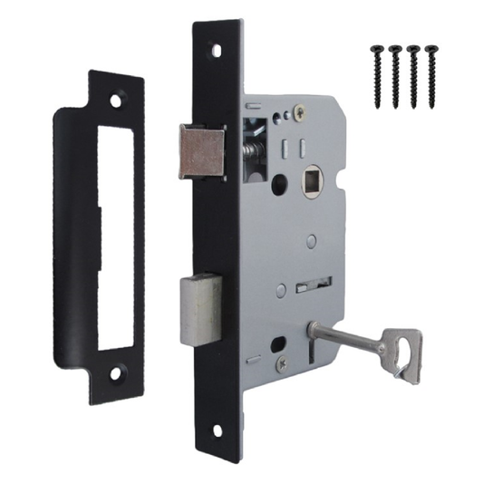 3 Lever Mortice Matt Black Sash Lock Key 3" 76mm Bolt Through Reversible Bathroom Handle Locks