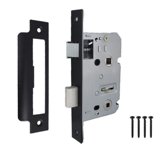 Bathroom Mortice Lock Matt black Sashlock 2.5" 64mm Bolt Through Reversible Bath Door