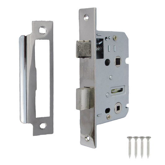 Bathroom Mortice Lock Nickel Sashlock 2.5" 64mm Bolt Through Reversible Bath Door