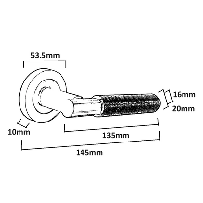 Knurled Turning Door Handles Polished Chrome Lever on Round Rose Latch Handle Luxe