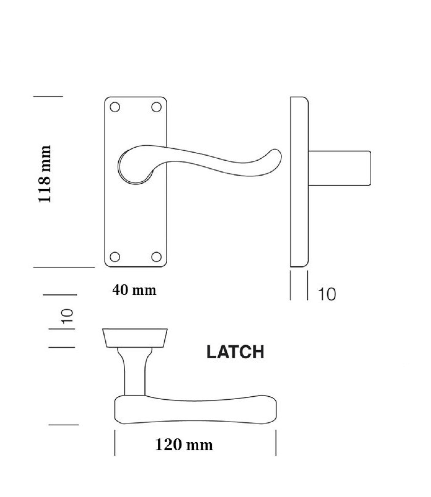 MULTIPACK Door Handles Scroll Lever Internal Latch - Satin 1/4/6 Pairs