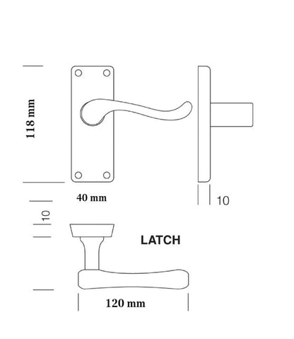 MULTIPACK Door Handles Scroll Lever Internal Latch - Satin 1/4/6 Pairs