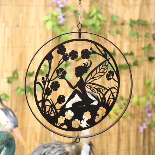 Fairy Silhouette Hanging Orbit Spinner - Black Bronze