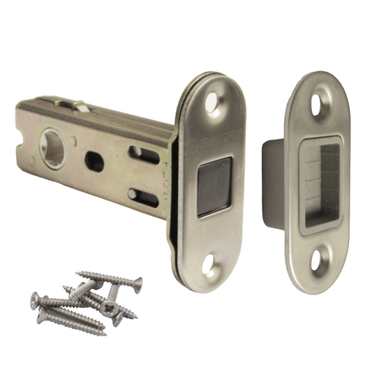 Magnetic Tubular Mortice Latch 57mm Backset Eurospec Round Satin Stainless Steel 3" for Doors