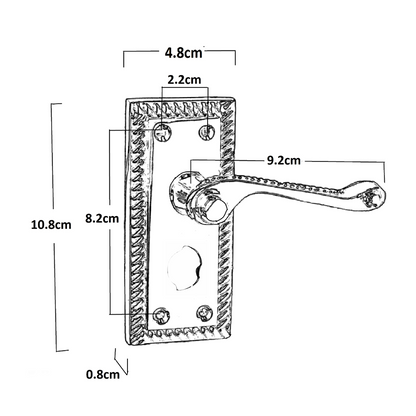 Georgian Door Handles Privacy WC Bathroom Chrome 108mm x 48mm Scroll Lever