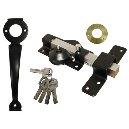 SECURITY 50 /70mm Long Throw Bolt Gate Lock Garage SHED Single 5 Keys AND HANDLE