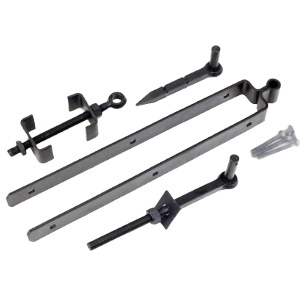 24" 600mm Adjustable Double Strap Field / Farm Gate Hinge Set BLACK