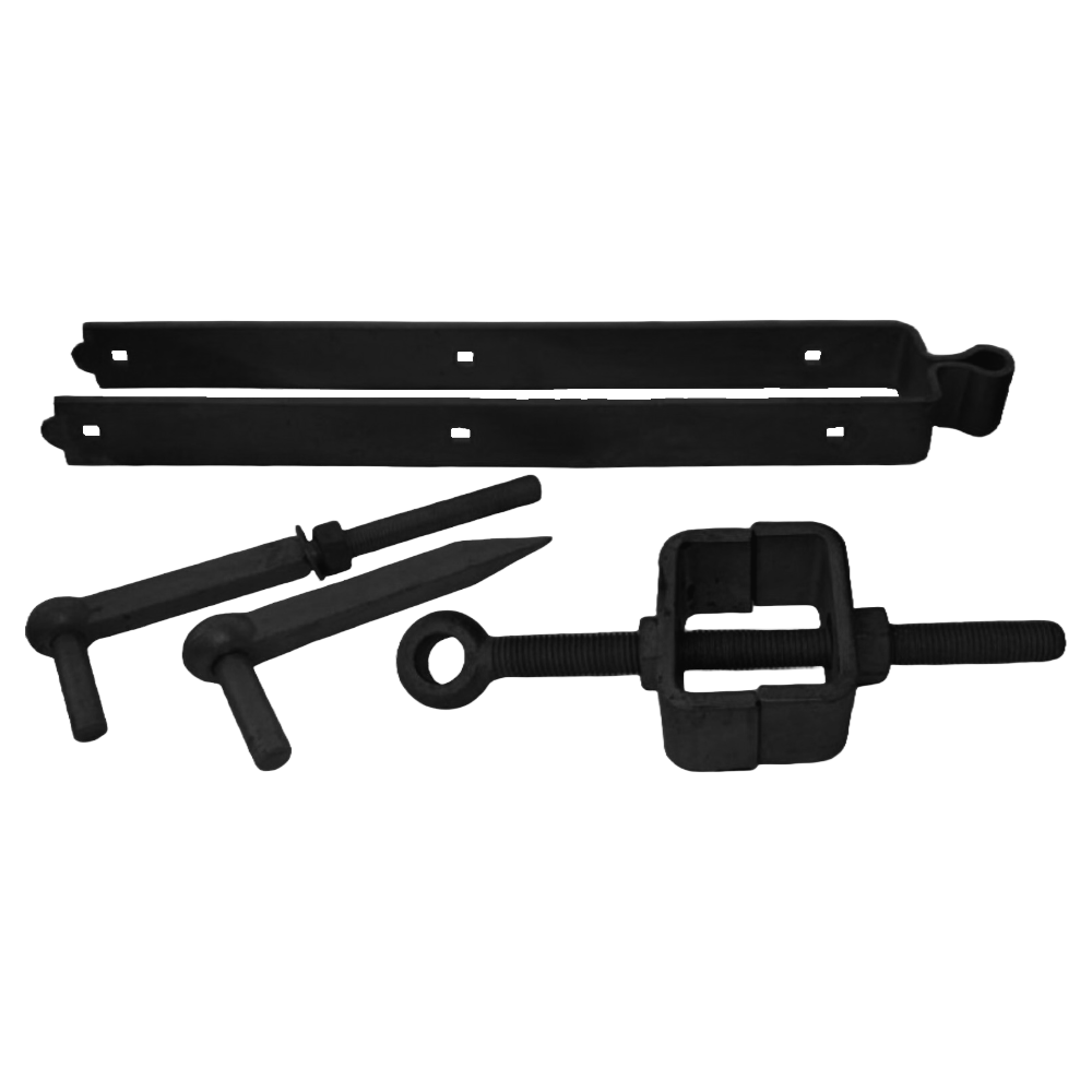 18" 450mm Adjustable Double Strap Field / Farm Gate Hinge Set BLACK