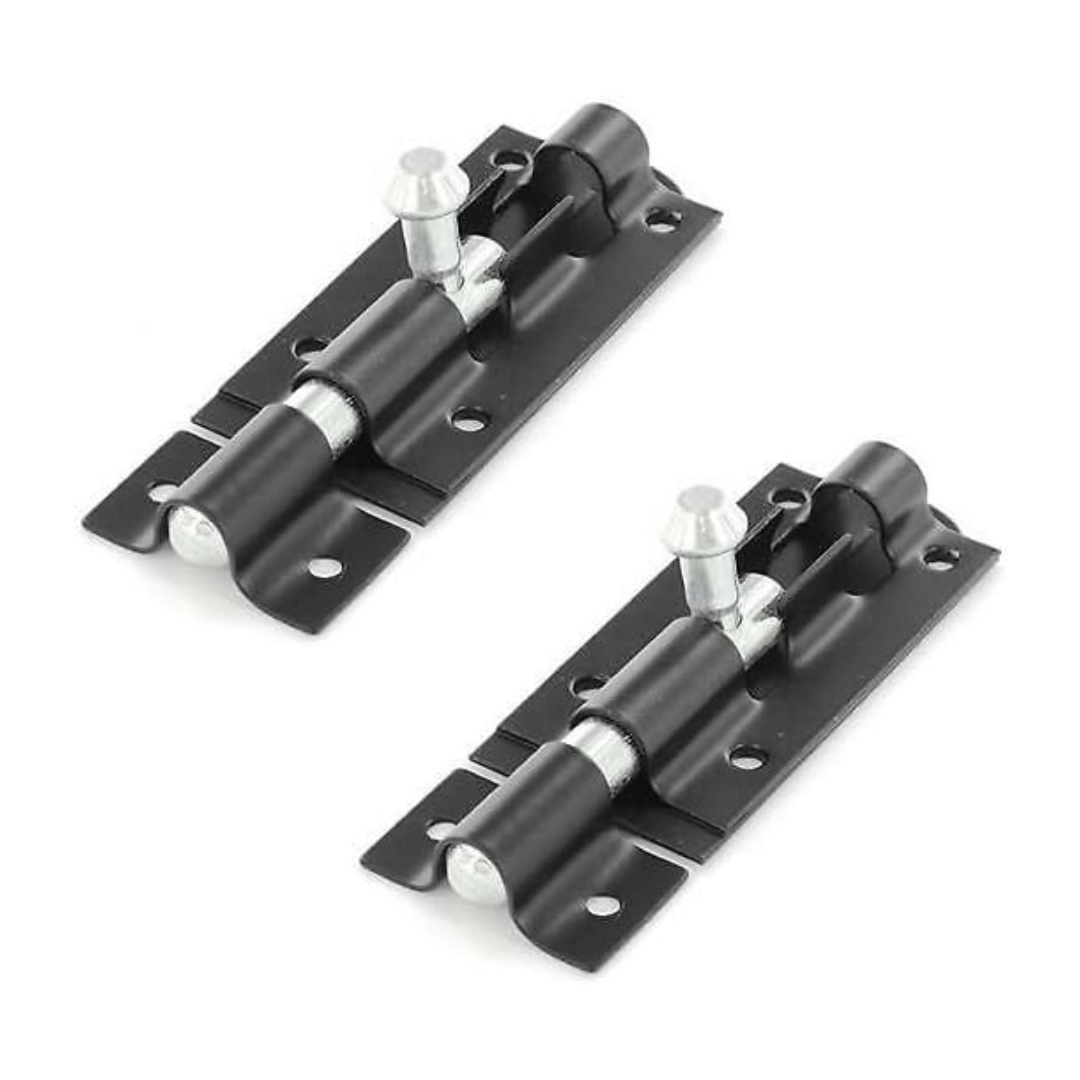 2 PACK 4" BLACK TOWER BOLT Gate Door Shed Latch Locks