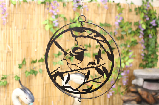 Bird Silhouette Hanging Orbit Spinner - Black Bronze