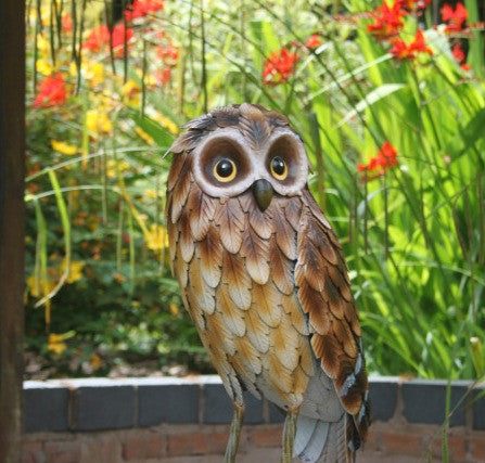 Standing Metal Brown Owl